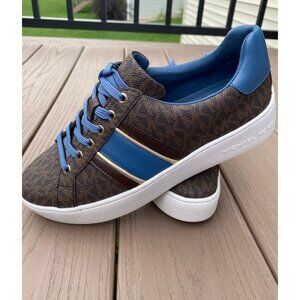 Michael Kors Shoes Womens Logo Stripe Sneaker Chambray